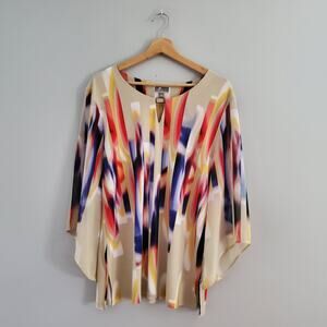 JM Collection Petite Colorful Color Block Top L